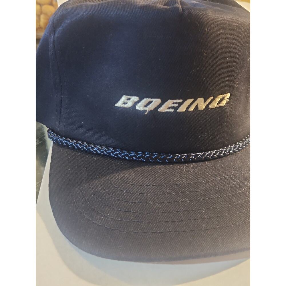 Vintage Boeing Aircraft Hat Cap Strapback Adjustable Blue Aviation Navy Blue - Picture 2 of 7